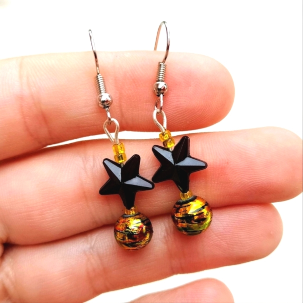 Unique Beaded Star Earrings